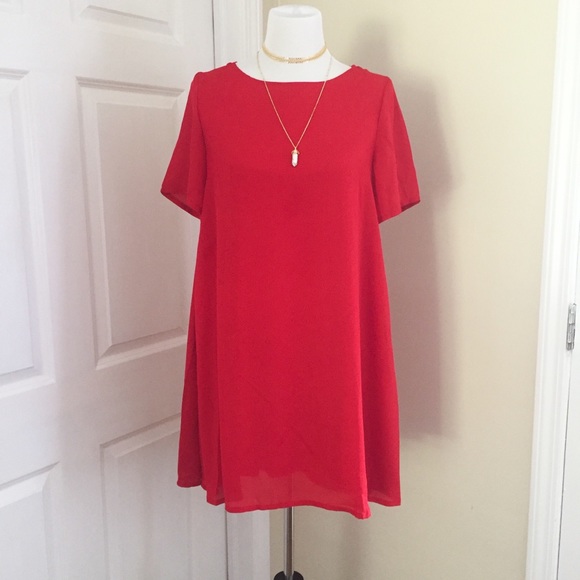 Short Sleeve Red Dress - Picture 2 of 4